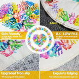 Round Colorful Handprints Kids Area Rug, Washable Nursery Rug for Kids Bedroom, Non-Slip Play Mat Ultra Soft Non-Slip Carpet Indoor Mat for Classroom Fubullish