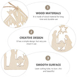 CIMAXIC 20pcs Pendant Home Decoration Blush Decor Wood Crafts Hanging Nativity Wooden Embellishments Christian Religious Wooden Cutouts Wood Ornament CIMAXIC