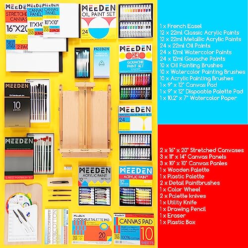 MEEDEN 149PCS Art Supplies with French Easel, All-in-one Painting Set for Artists - WoodArtSupply