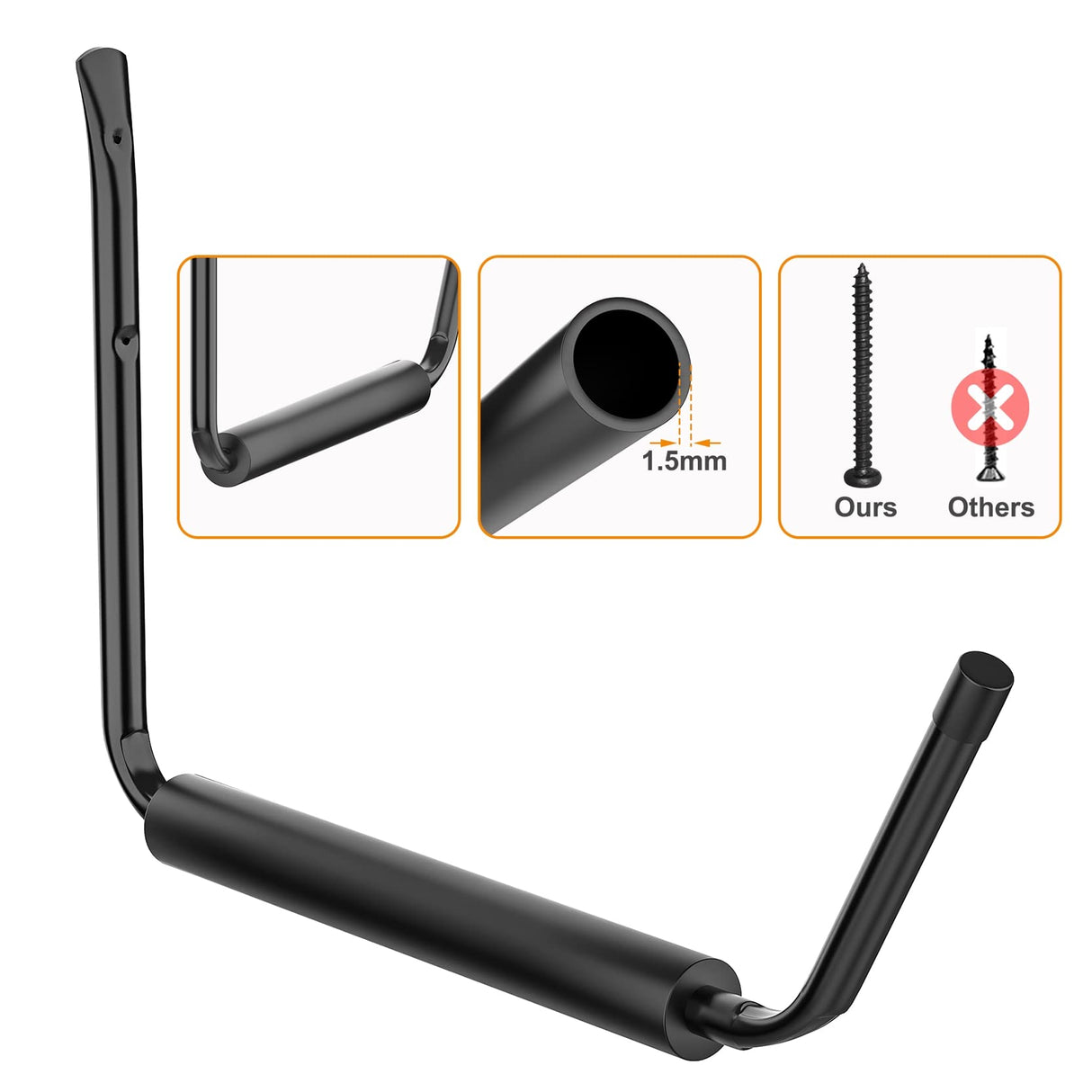 WALMANN Lightweight Kayak Storage Rack, Wall Mount Kayak Hooks for Garage Utility Storage Hangers for Canoe, Surfboard, Skiis, Snowboard, Paddle WALMANN