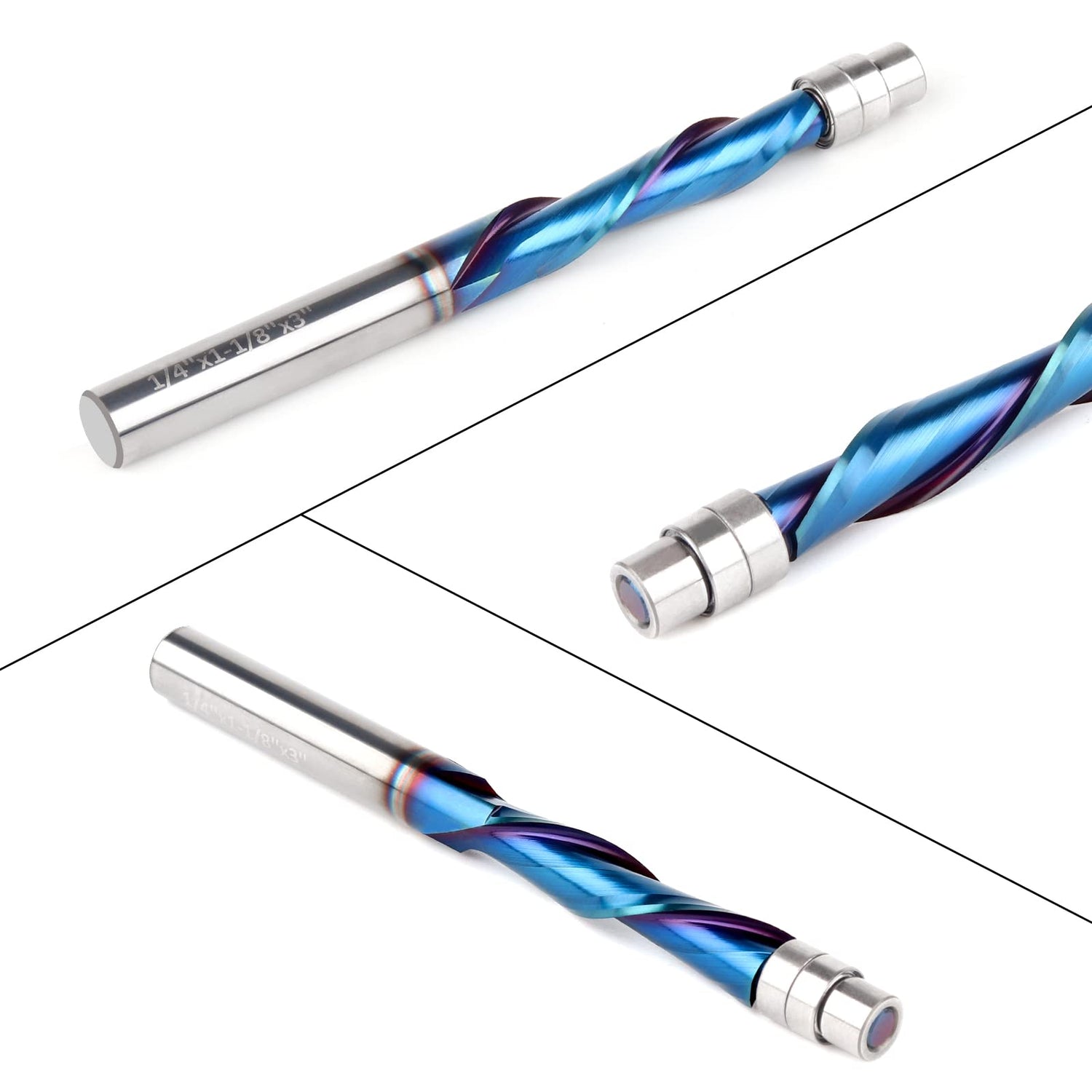 Downcut Spiral Flush Trim Router Bit, 1/4 Inch Shank Solid Carbide Flush Trim Router Bits Spiral with Nano Coated by EANOSIC (1/4" Shank Down-Cut) EANOSIC