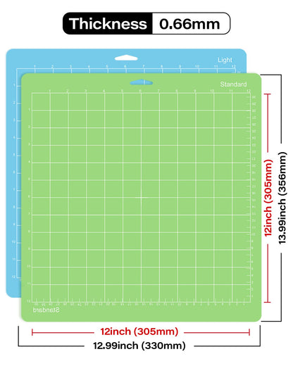 Gwybkq Cutting Mat for Cricut Maker 3/Maker/Explore 3/Air 2/Air/One 2 Pack 12x12 Standard/Light Cut Replacement Accessories Green/Blue Card Adhesive