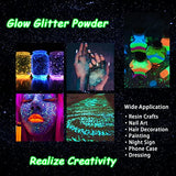 Renfio Glow in The Dark Glitter, 1.94oz 55g Luminous Ultra Fine Glitters Powder Glowing Glitter Epoxy Resin PET Flake 1/128" 0.008" 0.2mm Sequins for Renfio