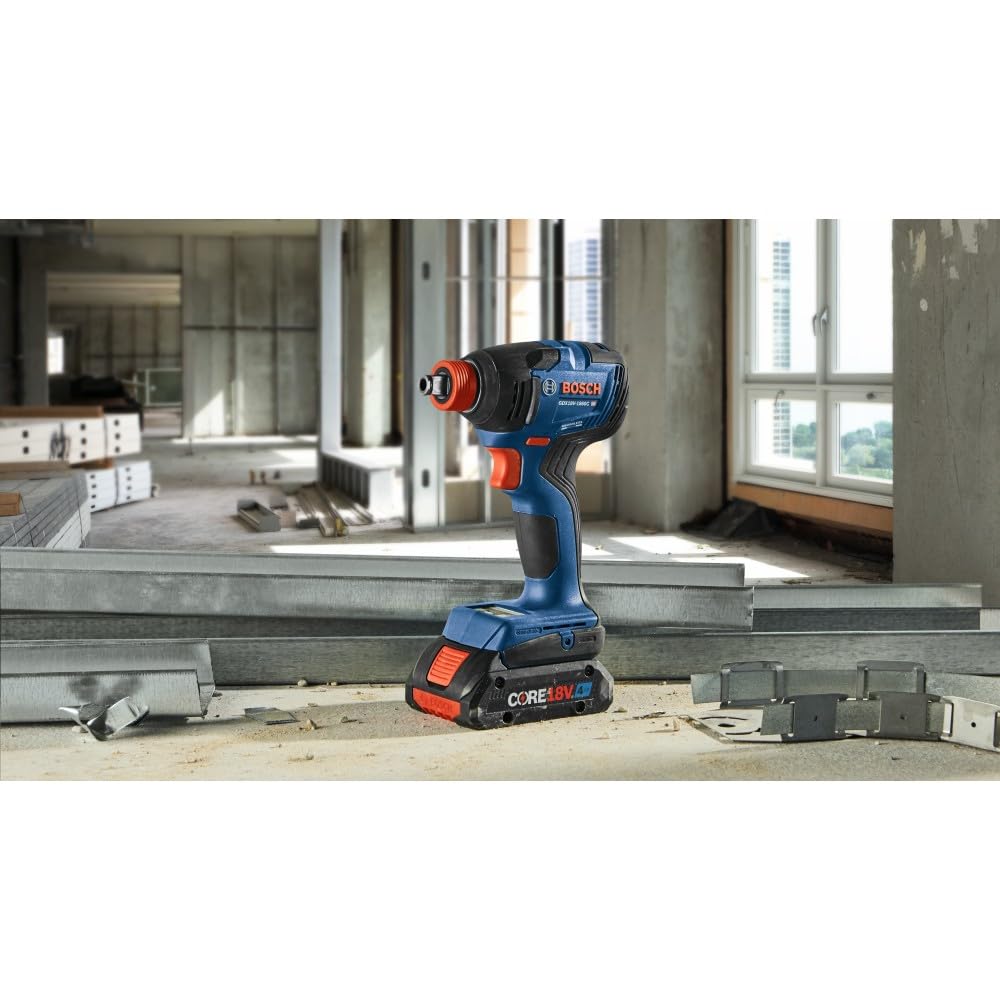 BOSCH GXL18V-227B25 18V 2-Tool Combo Kit with Connected-Ready Two-In-One 1/4 In. Bit/Socket Impact Driver/Wrench, 1/2 In. Hammer Drill/Driver and (2) - WoodArtSupply