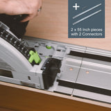 POWERTEC 71387 110" Track Saw Guide Rail Joining Set for Makita or Festool Track Saws Includes 2x55" Aluminum Extruded Guide Rails and (2) Guide Rail POWERTEC