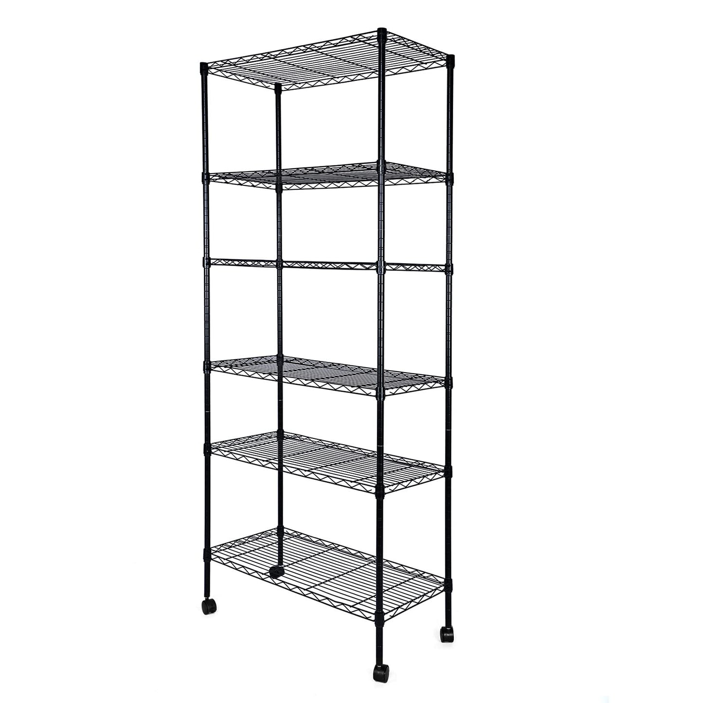 Simple Deluxe Heavy Duty 3-Shelf Shelving with Wheels, Adjustable Storage Units, Steel Organizer Wire Rack, Chrome - WoodArtSupply