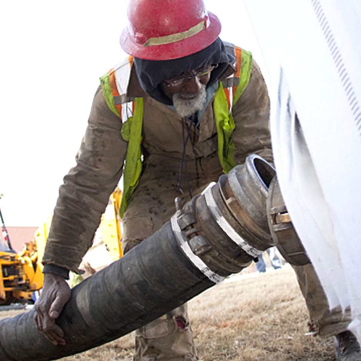 LOKMAN 8 Inch Stainless Steel Duct Clamp Worm Gear Adjustable 195-215mm Hose Clamp, Pack of 5 (8 Inch) LOKMAN