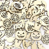 KESYOO Halloween Unfinished Wooden DIY Slices Craft Wood Cutouts Embellishments for Halloween Hanging Ornament 100pcs KESYOO