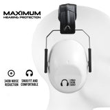 Pro For Sho 34dB Shooting Ear Protection - Special Designed Ear Muffs Lighter Weight & Maximum Hearing Protection - Standard Size, White Pro For Sho