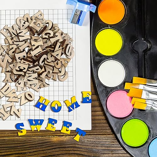 VILLCASE Mini Wood Letters, 200 Pieces Unfinished Wood Alphabet Letter Slices, 0.6" A-Z Wood Pieces DIY Wooden Alphabet Spelling Educational Kits for VILLCASE