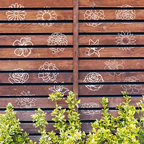 Flower Stencils for Painting on Wood 6” Rose Stencils for Furniture Sunflower Stencil Daisy/Succulent/Lotus Flowers Drawing Templates - WoodArtSupply