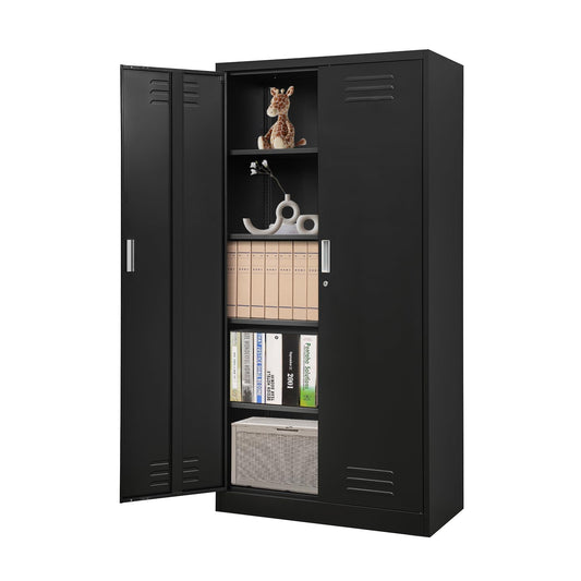 YEEZER Metal Storage Cabinet 72" Garage Storage Cabinet with Doors, 4 Adjustable Shelf Height & Steel Lockable File Cabinet, Tool Cabinets for - WoodArtSupply