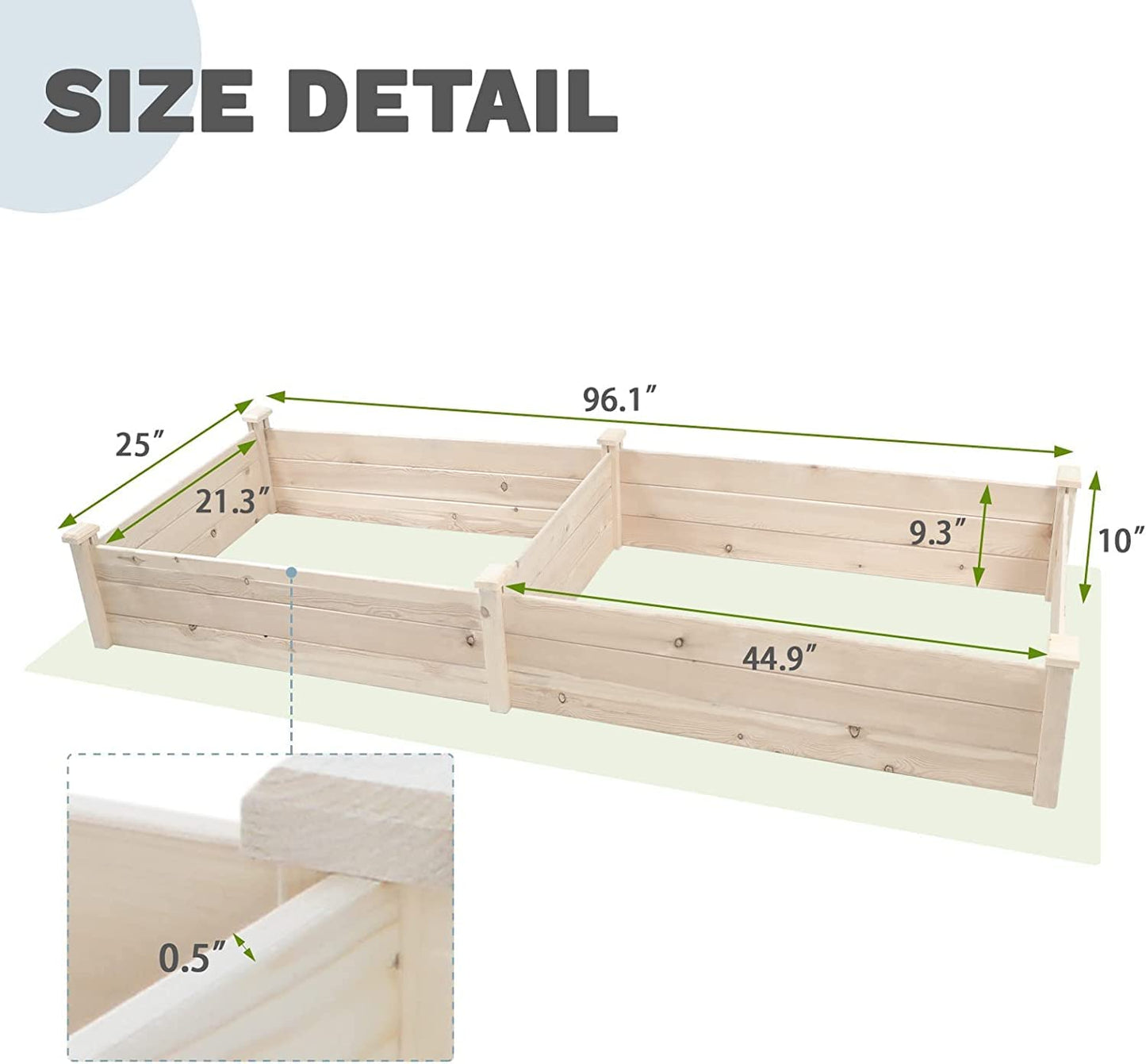 Oakmont Pure Wooden Raised Garden Bed 8ft Planter Box Kit for Vegetables Herbs, Flowers Natural