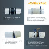 POWERTEC 70176V Clear PVC Pipe 2-1/2" x 36" Long, 1PK, Rigid Plastic Tubing for Dust Collection Hose & Fittings POWERTEC