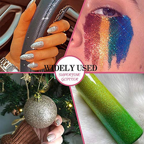 Extra Fine Glitter, Set of 36 Colors Nail Arts Cosmetic Glitter, Resin Crafts Loose Glitter Powder Shaker for Face Body Hair Eye Lip Gloss Makeup, Estanoite