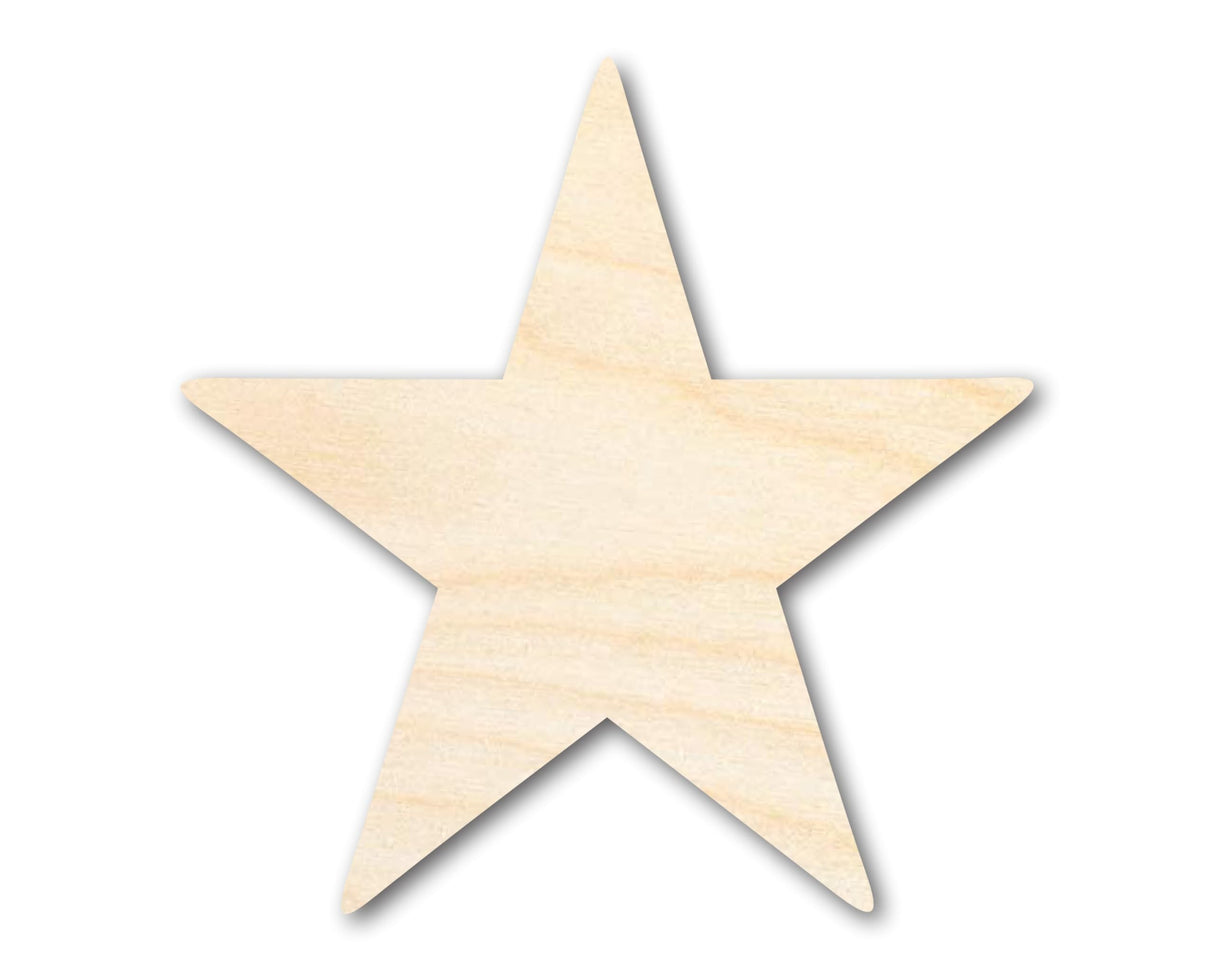 Unfinished Wood Star Shape | DIY Celestial Craft Cutout | Up to 36" 8" / 1/2" 24 Hour Crafts