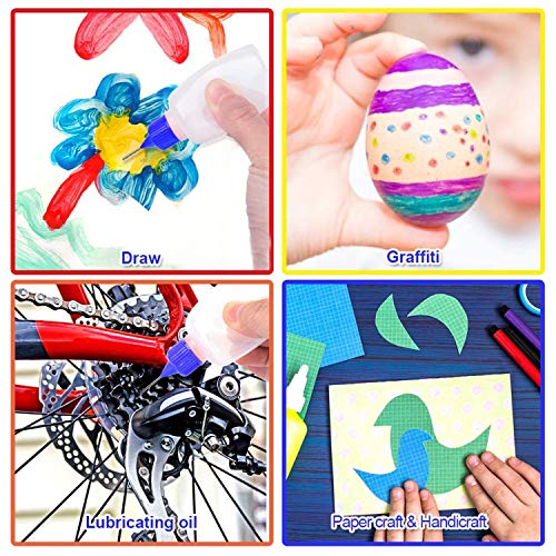 12 Pcs 1 Ounce Needle Tip Glue Bottle 30ml Plastic Dropper Bottles for Small Gluing Projects, Paper Quilling DIY Craft, Acrylic Painting, White Lid Hulless