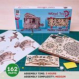 Wood Trick Fairy Theater Happy Birthday Wooden Music Box Kit - w/Fairy Characters - Hand Crank - 3D Wooden Puzzle for Adults and Kids to Build - DIY Wood Trick