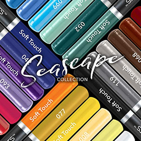 Castle Arts Themed 24 Colored Pencil Set in Tin Box, perfect colors for Seascapes. Featuring quality, smooth colored cores, superior blending & Castle Art Supplies