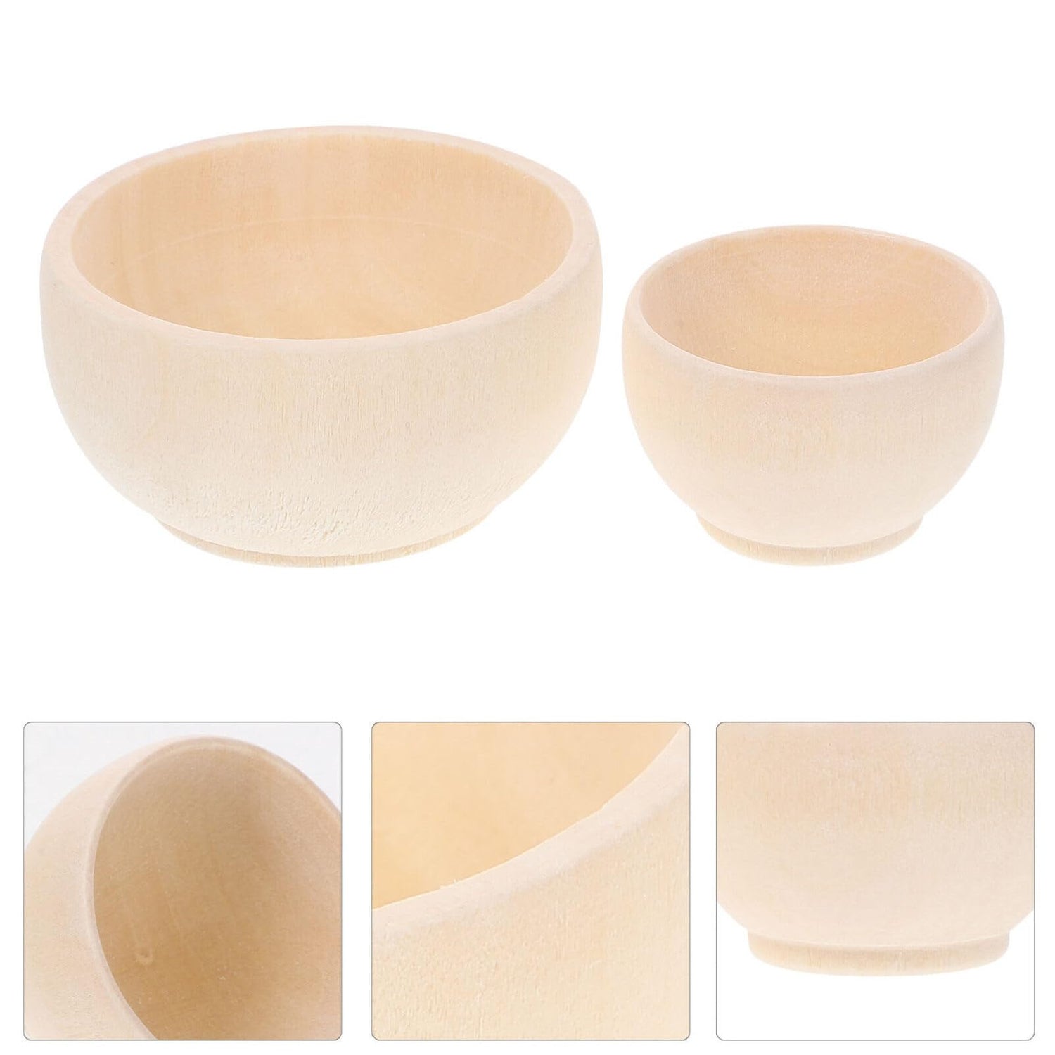 VILLCASE Unfinished Wood Bowl 2pcs Mini Wooden Bowl Unpainted Miniature Blank Bowls Natural Blank Bowl Crafts for Diy Painting Graffiti Drawing Art VILLCASE
