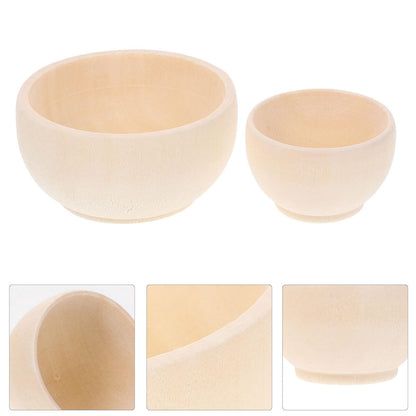 VILLCASE Unfinished Wood Bowl 2pcs Mini Wooden Bowl Unpainted Miniature Blank Bowls Natural Blank Bowl Crafts for Diy Painting Graffiti Drawing Art - WoodArtSupply