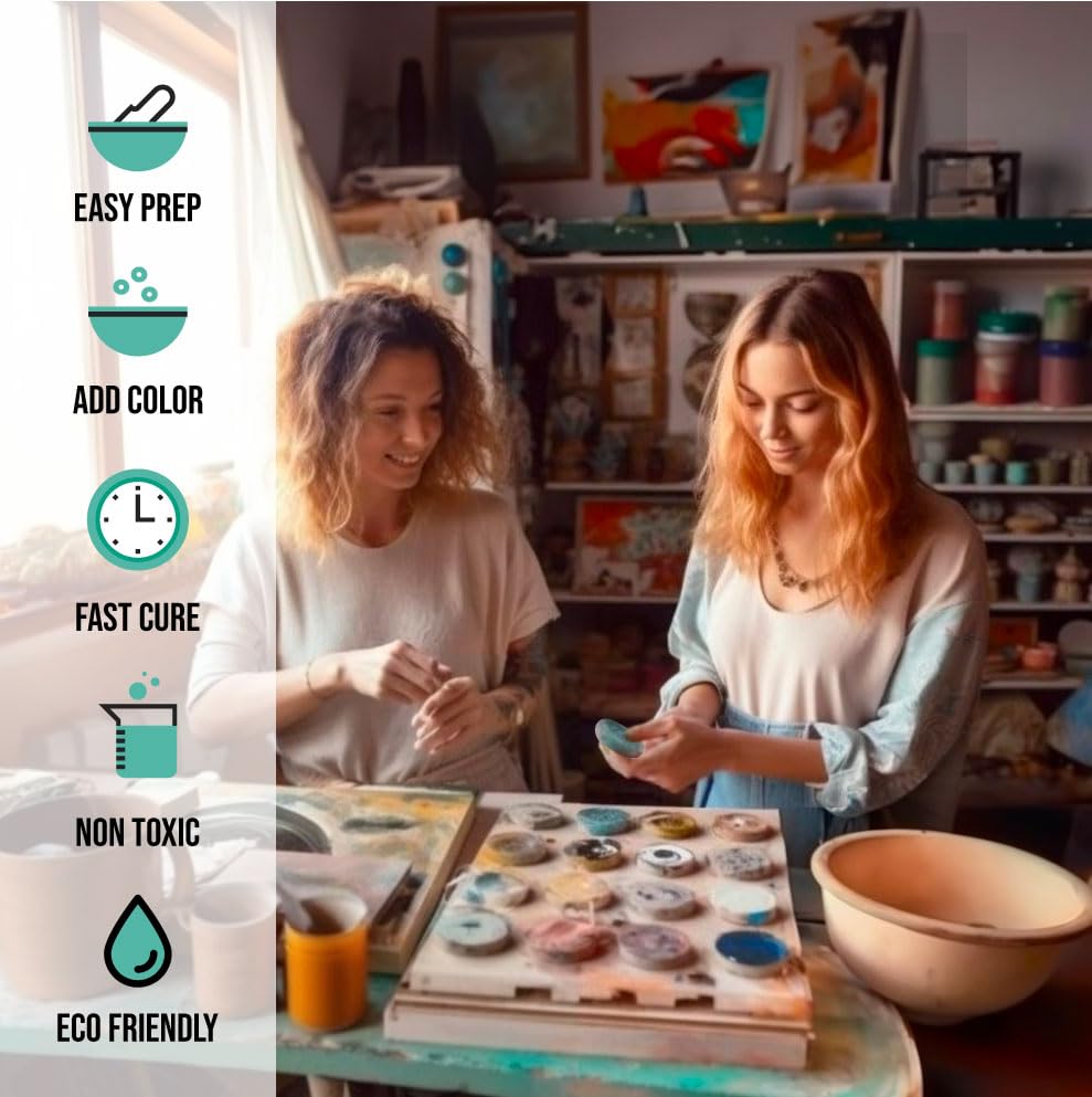 Eco Stone, Eco Casting Set, Non-Toxic Plaster of Paris Powder Alternative, Liquid Polymer Included, Quick Demold, Easy Mineral Casting Acrylic Resin unicone art