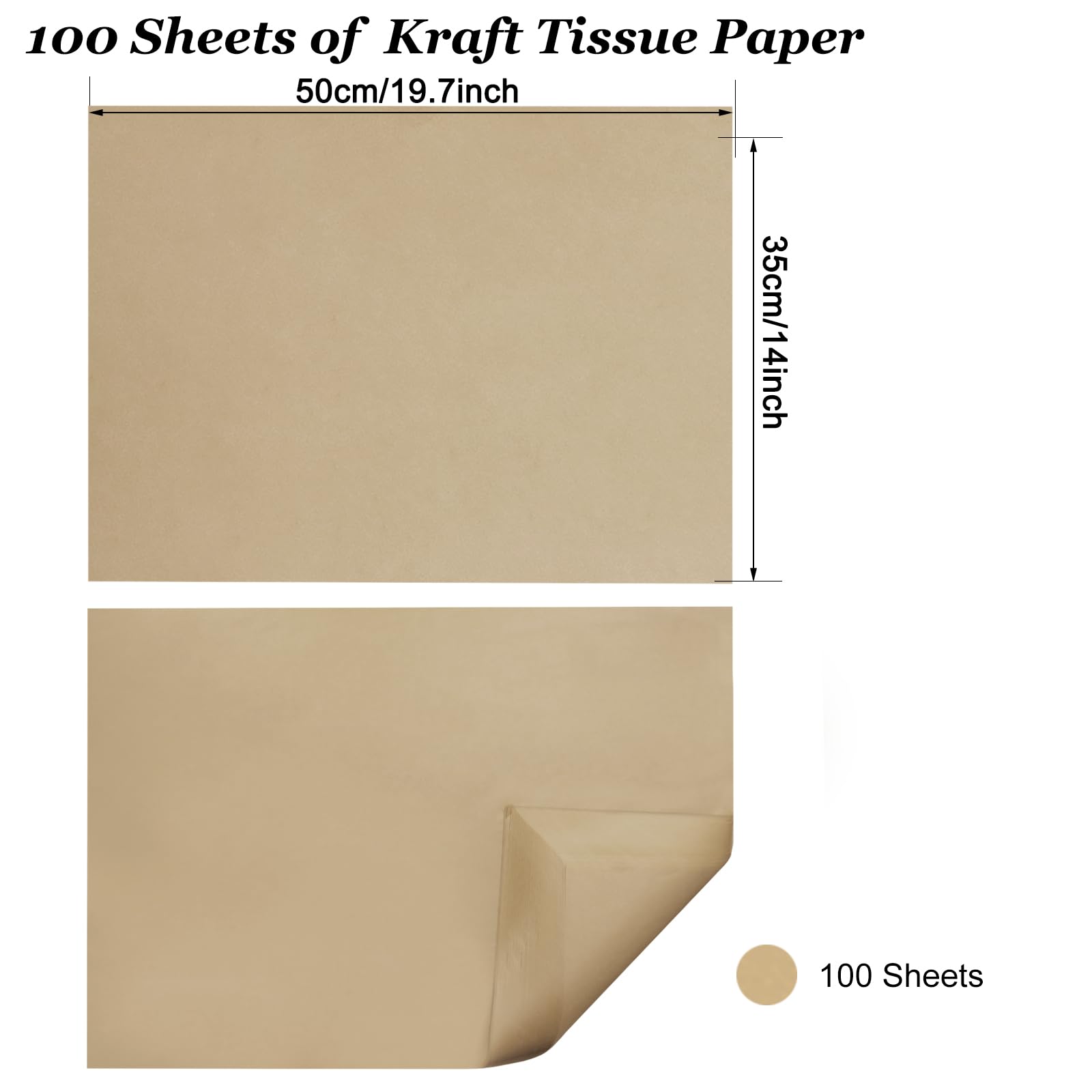 Undemouc 100 Sheets Kraft Tissue Paper 20x14 Inches Tissue Paper Bulk for Gift Bags Wrapping Tissue Paper for DIY Crafts Birthday Weddings Baby - WoodArtSupply