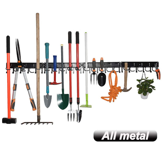 YueTong 68" All Metal Garden Tool Organizer,Adjustable Garage Wall Organizers and Storage,Heavy Duty Wall Mount Holder with Hooks for - WoodArtSupply