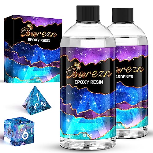 Bsrezn Clear Epoxy Resin 24OZ, Crystal Clear Hard Casting Resin and Hardener Apoxy Resina Epoxica Transparente 2 Part Resin Art Supplies for Jewelry - WoodArtSupply