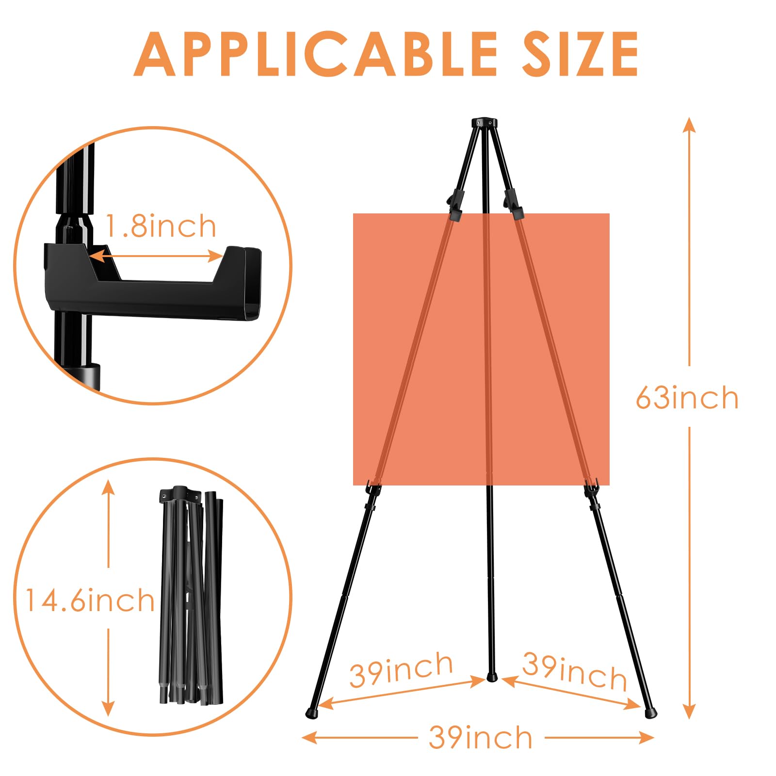 Artist Easel Stand for Display, Portable Easel for Wedding Signs & Painting, 65'' Floor Adjustable Easel for Display with Bag, Metal Painting Easel - WoodArtSupply