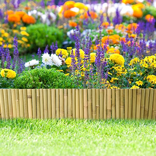 Jollybower 8x39IN Natural Bamboo Edging, Bamboo Garden Border Edging, Outdoor Landscape Edging for Decorative Garden, Patio Flower Garden Bed, Lawn, Jollybower