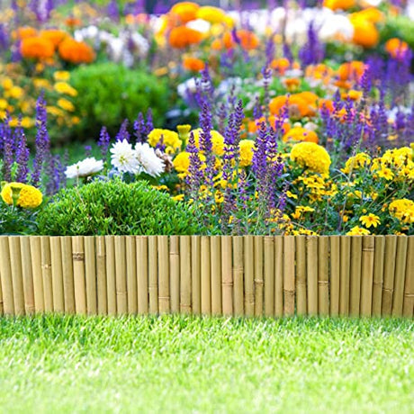Jollybower 8x39IN Natural Bamboo Edging, Bamboo Garden Border Edging, Outdoor Landscape Edging for Decorative Garden, Patio Flower Garden Bed, Lawn, Jollybower