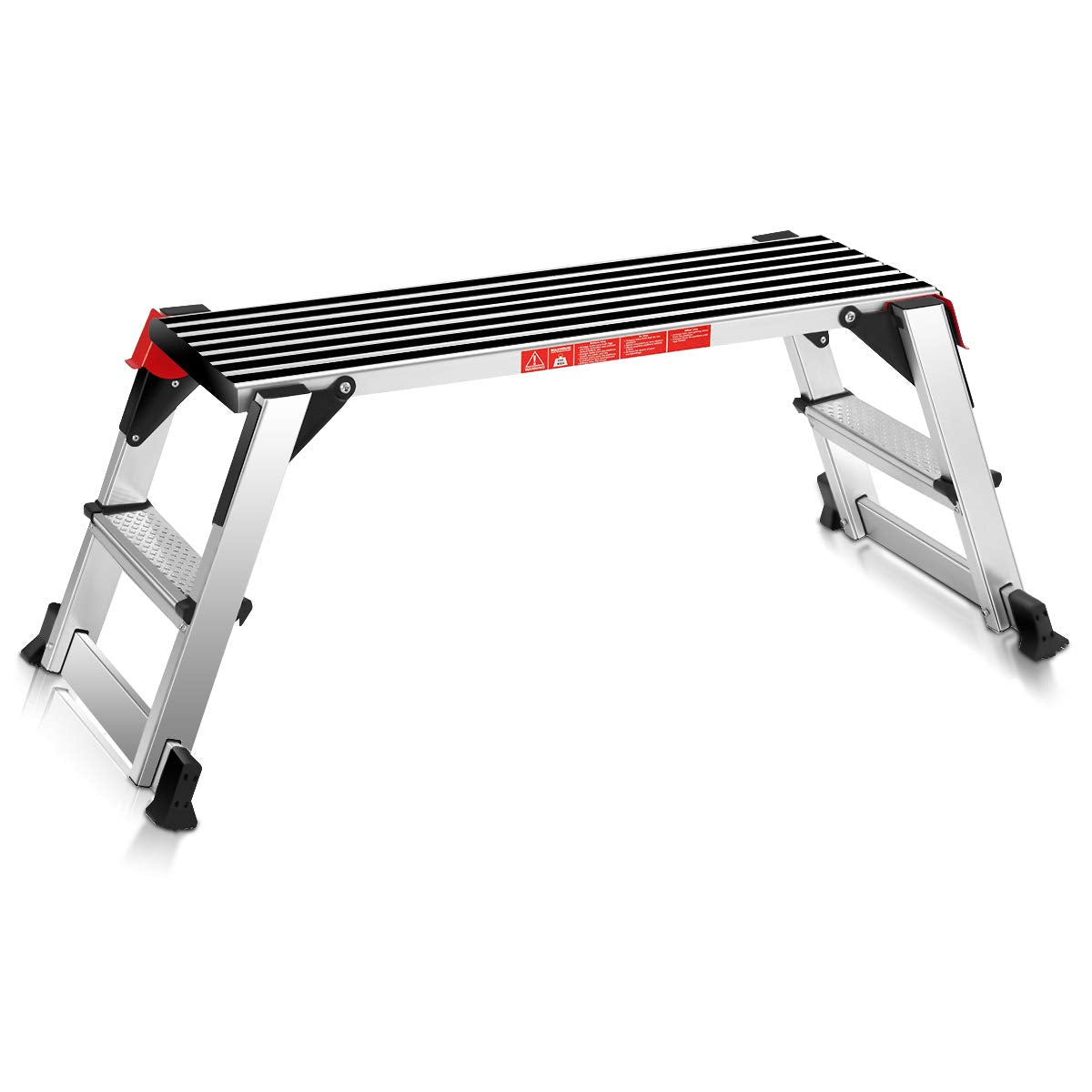 Giantex Aluminum Platform Non-Slip Folding Work Bench Drywall Stool Ladder 330lbs Capacity - WoodArtSupply