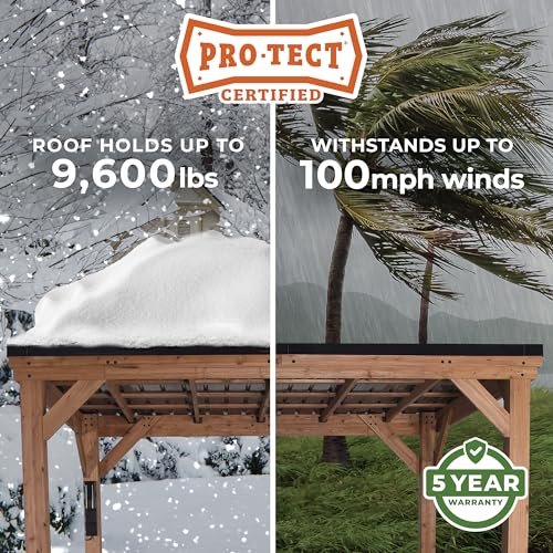 Backyard Discovery Kingsport 20 ft. x 12 ft. All Cedar Wooden Carport Gazebo with Hard Top Steel Roof Backyard Discovery