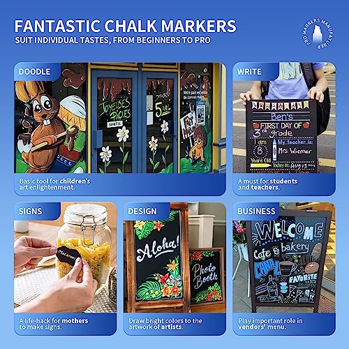 SILENART Red Chalk Markers 2 Pack - Red Dry Erase Markers Pen - Liquid Chalk Markers for Chalkboard, Window, Glass, Mirror, Blackboard - 3-6mm SILENART