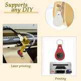30Pcs Leather Key Fob Kit Leather Keychain Blanks with Rivets and Key Rings for Laser Engraving DIY Making Leather White FYDTFI
