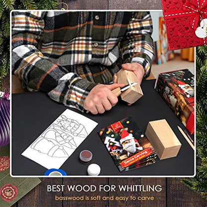 BeaverCraft DIY06 Santa Whittling Kit – Wood Carving Kit for Beginners – Wood Carving Tools Set, DIY Crafts for Adults – Woodworking Kits for