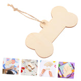 VOSAREA 1 Set Bone Wood Chips Dog Bone Gift Tags Embellishments Gift Tags Wood Dog Bone Cutouts Graffiti Wood Cutout Pet DIY Tag Unfinished Wooden VOSAREA