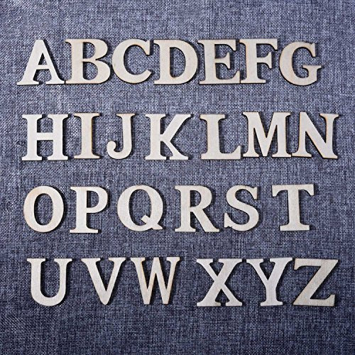 Hicarer 52 Pieces 1.8 Inch Capital Wooden Letters, Wood Alphabet Letters for Crafts, Wood Letters Sign Decoration, Unfinished Wooden Craft Letters