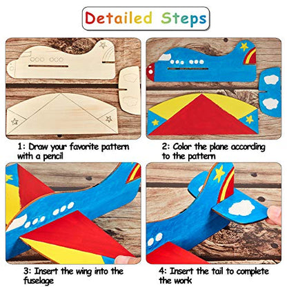 Gejoy 8 Packs Wooden Model Airplane Wood Planes DIY Balsa Wood Airplane Kits Handicraft Toy Plane for Birthday Carnival Party - WoodArtSupply