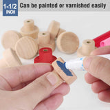 FoDau770 30pcs Unfinished Wood Knobs, Flat Top Round Cabinet Knobs Vintage Drawer Knobs, Natural Wooden Cabinet Hardware for Furniture Drawer Dresser FoDau770