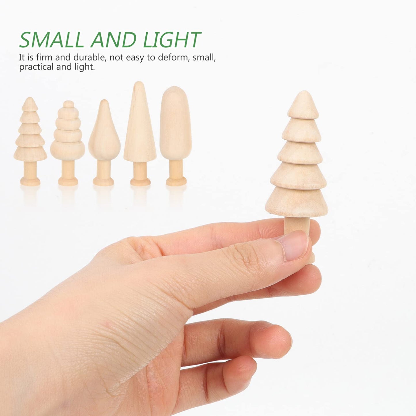 Wooden Trees Unfinished Wooden Figurines 10pcs Mini Wooden Christmas Tree Unpainted Blank Figurines Wood Miniature Trees Peg People for Christmas - WoodArtSupply