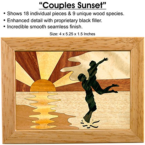 MarqArt Wood Art Sunset Box-Handmade USA -Unmatched Quality -Unique, No Two are the Same -Original Work of Wood Art. A Couples Gift, Ring, Trinket or