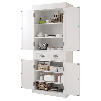 Squireewo 72" Freestanding Kitchen Pantry Storage Cabinet with Doors and Adjustable Shelves,Storage Cupboard with Large Drawer for Kitchen,Bathroom