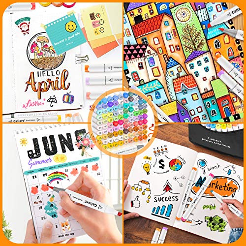 Caliart Alcohol Brush Markers, 51 Colors Dual Tip Artist Brush & Chisel Tip Sketch Art Alcohol Markers for Kids Adult Halloween Books Painting Caliart