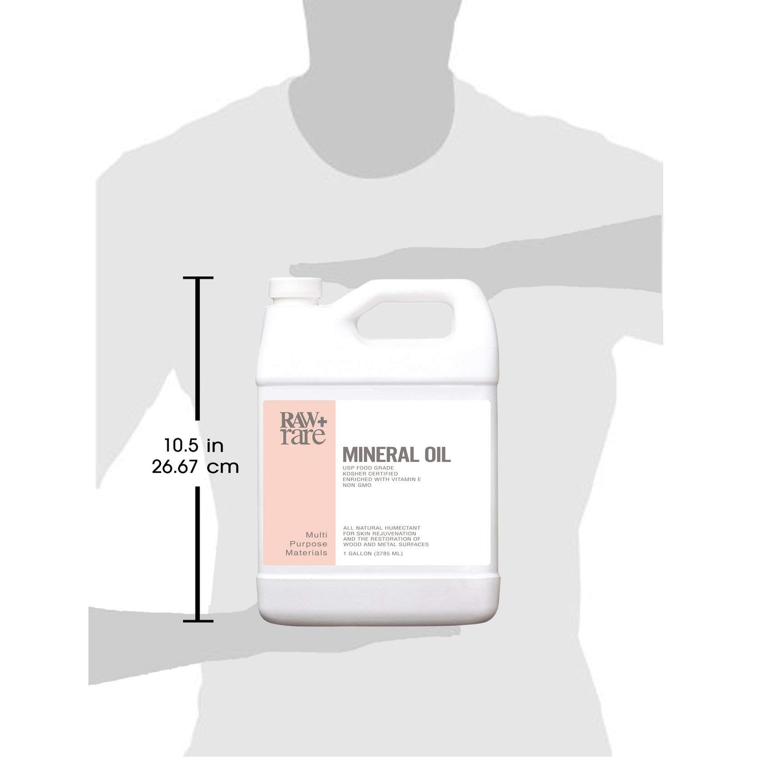 Raw Plus Rare Food Grade Mineral Oil (1gal), Suitable for Bamboo Cutting Board, Butcher Block, Wood, Knife Blade, Cast Iron Tools - Vegan, Enriched Raw Plus Rare