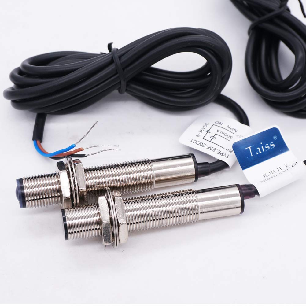 Taiss/1 Pair photoelectric Switch 0-20M Through-Beam Reflection Optical Photoelectric Beam Sensor NPN NO photoelectric Sensor Switch 6-36V Proximity Taiss