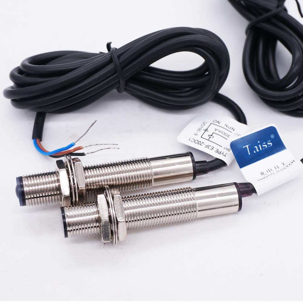 Taiss/1 Pair photoelectric Switch 0-20M Through-Beam Reflection Optical Photoelectric Beam Sensor NPN NO photoelectric Sensor Switch 6-36V Proximity - WoodArtSupply