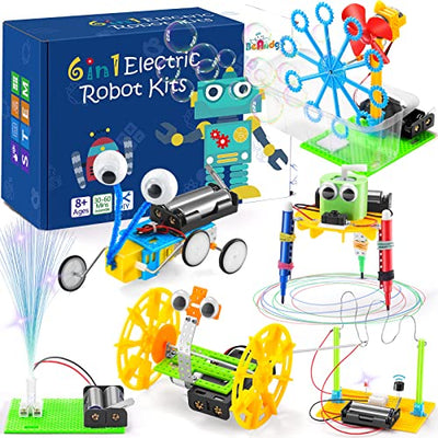 STEM Robotics Kit, 6 Set Electronic Science Projects Experiments for Kids Ages 8-12 6-8, STEM Toys for Boys Craft, DIY Engineering Build Robot