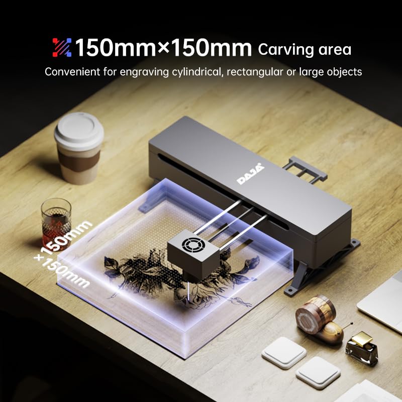 DAJA DJ7 Laser Engraver with Higher Columns Portable Laser Engraving Machine Kits for DIY Supports Win/Mobile System/Offline Laser Cutter MR. CARVE